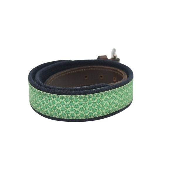 Vineyard Vines Shamrock Silk Canvas Club Belt Boys 26 Solid Brass Buckle - Picture 2 of 7